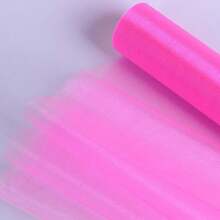Crystal Organza Fabric Tulle - 16\ By 50 Yards Sheer Fabric For Wedding Party Decoration Bridal Shower Tutu Roll Netting Spool Ribbon Wrapping (Pink) - Pink - 查看 3