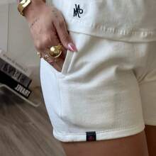 kit 3 conjunto feminino short feminino de moletom camiseta básica feminina blusa mais short de bolso blusa gola o - Preto.nude.off - Visão 9