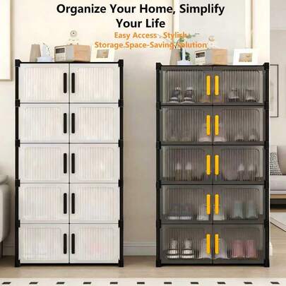 多层鞋架，简约布艺鞋柜，多层收纳架，大容量防尘家用鞋架，易于组装落地式防尘鞋架，卧室和宿舍的理想家居收纳架，适用于运动鞋、高跟鞋、靴子、鞋盒