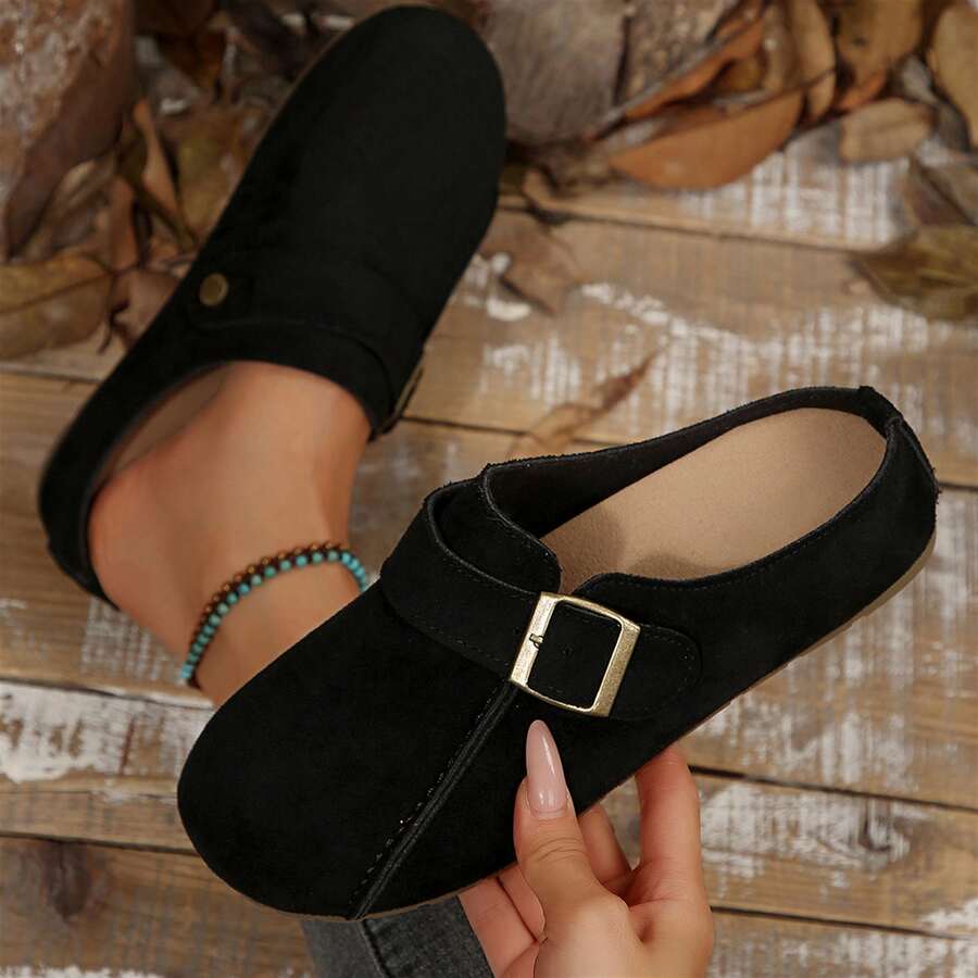Shoes For Women Spring Fall Cute Sandals Mules Slides With Buckles Non Lightweight Casual Slippers Gifts Outdoor Walking Travel - màu đen - Xem 1