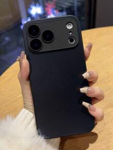 Minimalist AG Matte Glass Lens Protection Compatible With IPhone 17 Pro Max 17 Pro 16 15 14 13 12 Pro Max 11 Drop-Resistant Shockproof Cover - Black - View 3