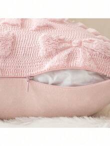 1/2 Pcs Bow Pillowcase Set Of Two Comfortable Room Decor Cute Faux Fur Soft Bow Without Padding Fluffy Plush Aesthetic Pillowcase Bed Sofa Sofa Sofa, Autumn Christmas Decoration (18 X 18 Inches, Pink) - 弓 - 查看 7