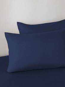 Juego De Sábanas Matrimonial De Unicolor Supersuave 3000 Hilos, Tejido Suave Y Agradable Para La Piel, Transpirable Y Cómodo, 4 Piezas / (1 Forro, 1 Sábana/ 2 Fundas) - Azul Marino - Ver 3