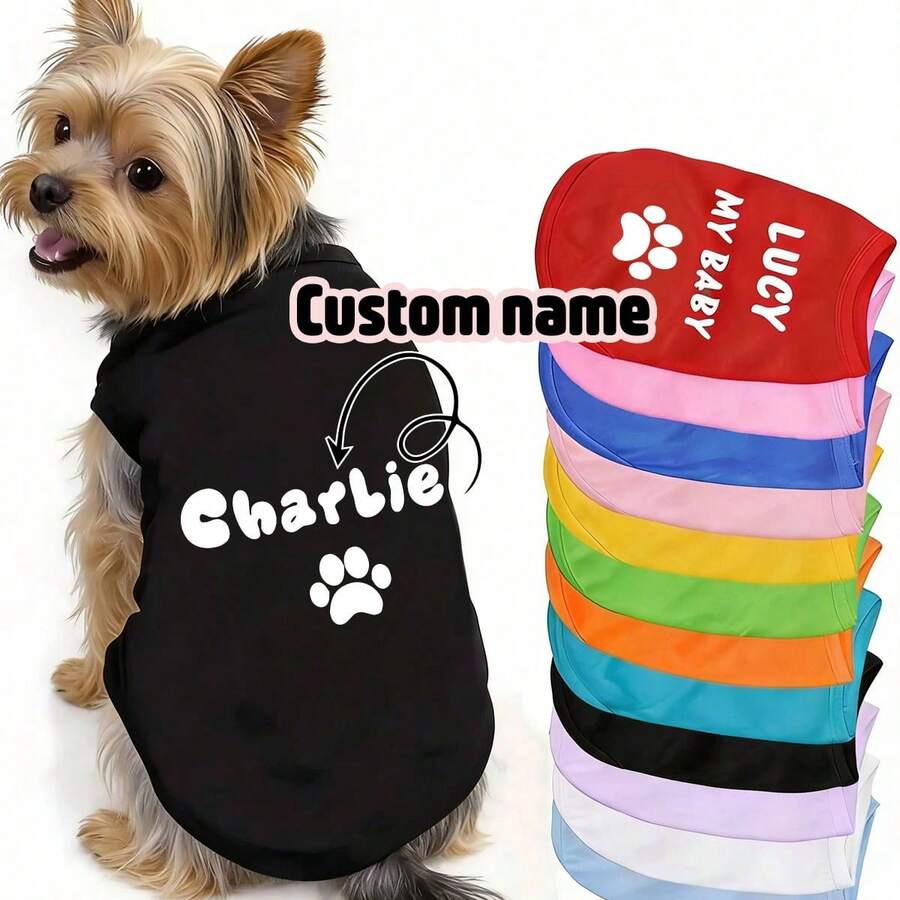 Personalized Dog Clothes, Custom Waffle Plaid Pet Vest, Suitable For Spring, Autumn And Winter Wear For Small And Medium Dogs. An Ideal New Year Gift And Decoration For Pets. Fashionable, Cute, Colorful And Charming, The Perfect Choice For Stylish Dogs. Also A Perfect Customized Gift For Your Beloved Pets, Family, Friends, Pet Lovers, Pet Anniversary And Birthday. - Multicolor - View 1