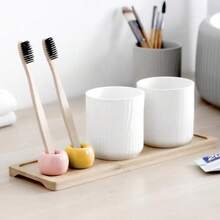2PCS Sleek Ceramics Toothbrush Holder Stand Handmade Multi-Function Toothbrush Stand Waterproof For Bathroom And Countertops Pink - Hồng - Xem 6