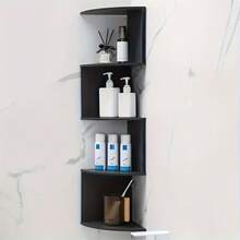 Five Layer Wall Mounted Corner Storage Rack - Space Saving Curved Bookshelf, Equipped With Five Layers Of Shelves, Made Of Thick Plastic Material, Suitable For Suspended Storage Units In Living Rooms, Bedrooms, And Bathrooms. Modern Minimalist Style, No Drilling Installation, Suspended Storage Rack - 白色 - 查看 8