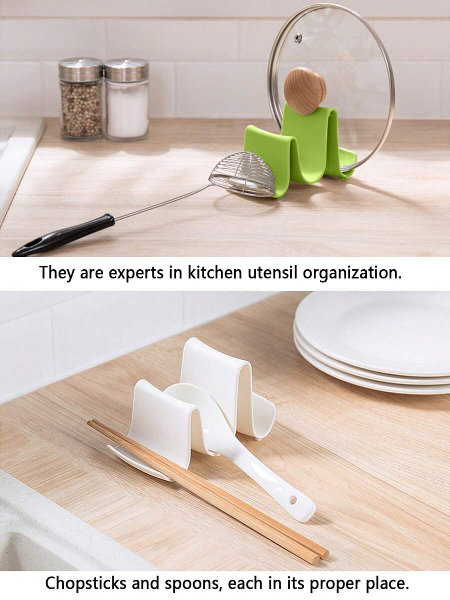 1pc Wave-Shaped Kitchen Pot Lid Holder, Utensil Rack, Cutting Board Organizer, Suitable For Kitchen And Dining Room - Multicolor - View 1