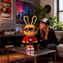 1 Set 3000 piezas Bloques de construcción con diseño de conejo estilo Hip-Hop, adecuado como decoración de escritorio o habitación creativa, regalo de cumpleaños, set de manualidades, aplicable para juegos de fiesta y regalos de Año Nuevo, sin batería requerida - Multicolor - Ver 7