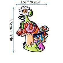 1pc Creative Colorful Mushroom Shape Enamel Brooch Pin, Bag/Lapel Pin, Clothing Brooch, Jewelry Gift For Kids & Friends - 彩色 - 查看 4