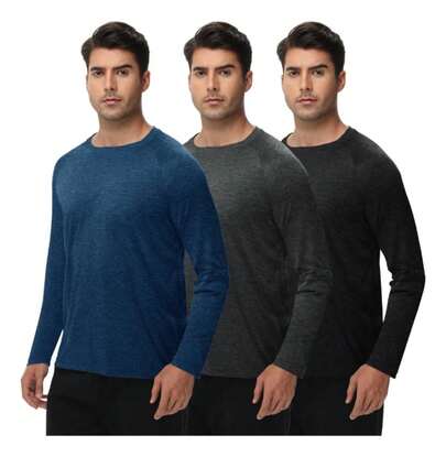 Tendencia3 Pack Playera Deportiva Para Hombre Compresión Manga Larga Negro Gris Oscuro Azul Oscuro Tejido Catiónico M Tejido CatiónicoCalidad premium