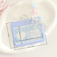 可爱卡套 闪光粉蓝渐变爱心卡片星星吊坠钥匙扣 公交车学生证卡套 - color - 查看 10