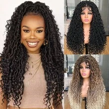 Synthetic 26inch Bohemian Braided Wigs Boho Box Braid Wigs For Women Twisted Braids Full Lace Braided Wigs With Baby Hair - Multicolor - View 1