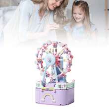 Princess Carousel To Build - Mini Rotating Music Box, STEM Building Set With Micro-Blocks, Ideal For Girls Ages 8-12, DIY Birthday Or Christmas Gift