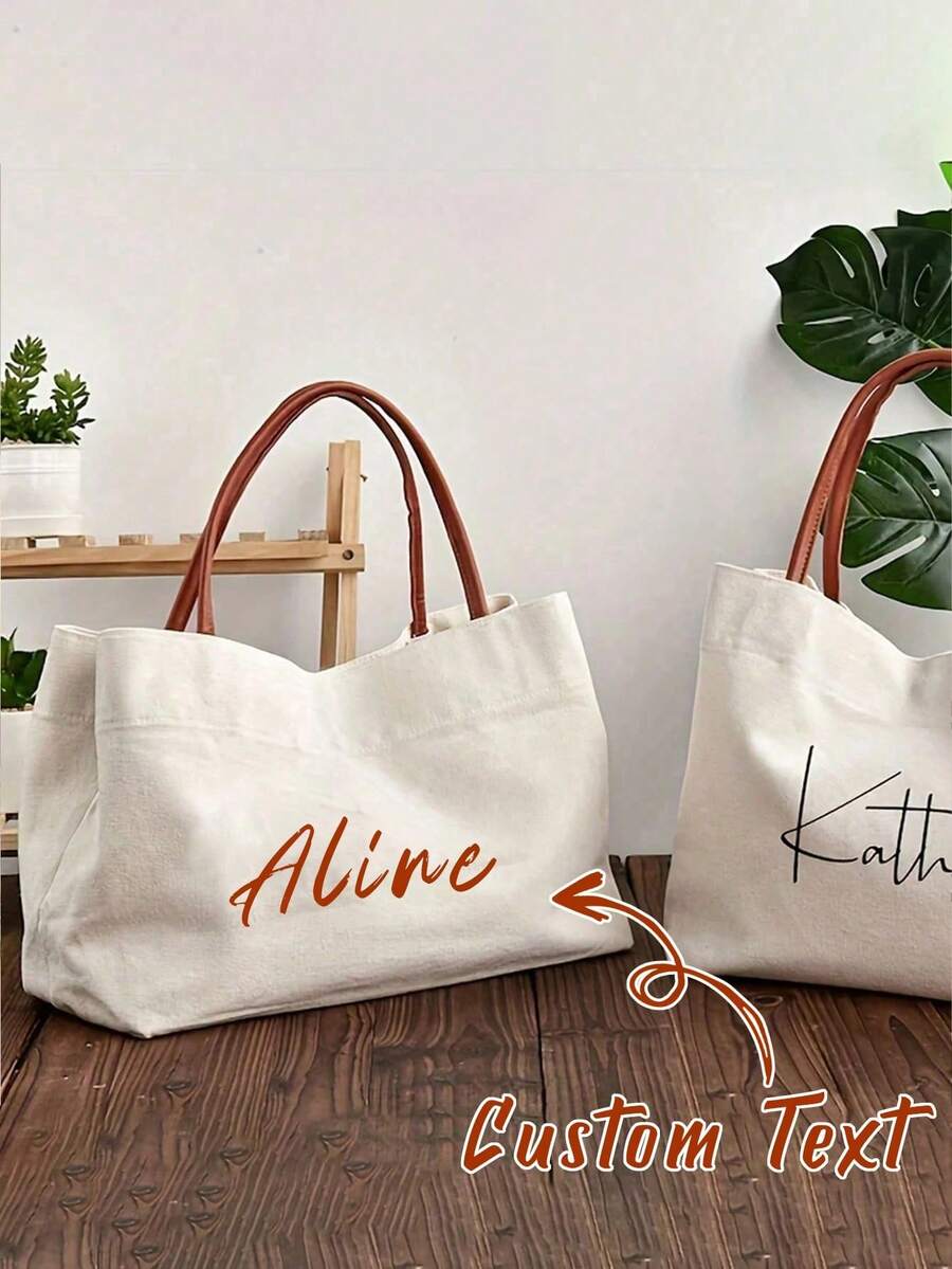 Customize A Personalized Canvas Shoulder Bag With A Custom Name, Featuring A Fixed Shoulder Strap And Snap Closure. It Is Perfect For Everyday Use, Office, Wedding Parties, Travel, And Casual Outings. It Makes A Great Gift For Friends And Family, And Is Also An Ideal Personalized Holiday Gift For Valentine's Day Or Birthdays. - Multicolor - View 1