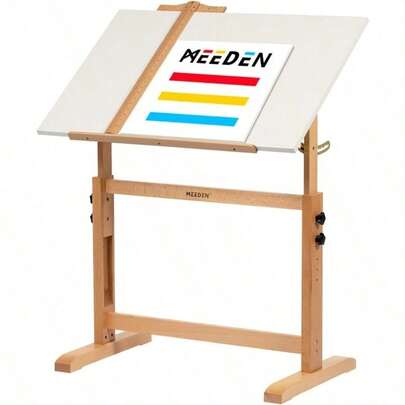 Large Adjustable Drafting Table Compatible For AutoCAD/EasyCAD - Heavy-Duty White Art Desk With Tilting Tabletop, Height & Angle Adjustment, H-Frame Stability - Wide Surface For Architects, Artists, - 35.5"X23.5"