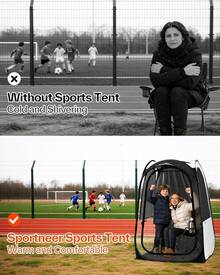 Sportneer XL Up Sports Tent, L X X 63.5 H TPU Outdoor Shelter 1 Adult & 1 Child, All-Weather Warm Bubble Pod With Instant Setup, Wind & Rain Spectators - 米色 - 查看 5