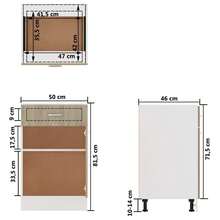 vidaXL Armoire à tiroirs inférieure "Lyon" Chêne Sonoma 50 x 46 x 81,5 cm Bois d'ingénierie - Tabac - Voir 9