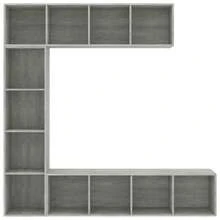 vidaXL Tavolo da biblioteca/mobile TV 3 pz Grigio cemento 180x30x180 cm - Grigio - Visualizzare 4