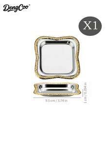 Dengcoo 1/3/6pcs Frosted Gilt Edged Cake Plate, Seasoning Plate, Butter Plate, Cup Holder, Square Cup Holder, Cup Mat, Dinner Plate, Date Plate, Candy Plate, Türkiye Black Tea Cup Plate, For Home, Cafe, Festival - Tray - View 14