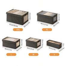 1 pieza Caja de almacenamiento de calcetines con estilo de cajón, caja organizadora rectangular de lino simple con compartimentos, caja de almacenamiento plegable para el hogar para calcetines y accesorios - Blanco - Ver 8