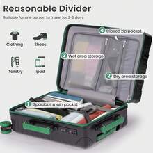 20'' Suitcase,Super Lightweight PC Hard Shell Small Suitcase With TSA Lock & 4 Spinner Wheels - Black - View 4