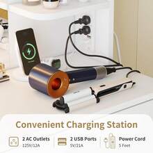 Tocador con Espejo con Luz, Set de Maquillaje con Toma de Corriente, Banquito Acolchonado, Mesa Tocador con 6 Repisas de Almacenaje, 2 Cajones Grandes y Luz de Tres Tonos con Brillo Ajustable - Blanco - Ver 6