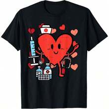 Valentines Day Nurse Heart Funny Nursing Scrub Top RN Women-Shirt, Oversized Short Sleeve Classic Heavy Cotton Shirt Printed Graphic Tee Men Women's Casual Short-Sleeved TopSports Short Sleeves - màu đen - Xem 8