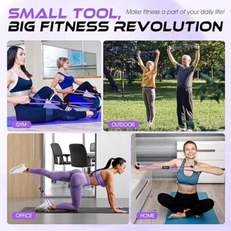 nnFigura 8 Banda de resistencia bandas de ejercicio para espalda 8 bandas de resistencia en forma para brazos hombros estiramiento de piernas terapia física yoga pilates equipo de entrenamientocc - Prpura - Añade 7