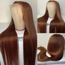 Uveous Chocolate Brown Lace Front Wigs Human Hair Pre Plucked 13x4 Straight Lace Front Wigs Human Hair 200% Density Colored #4 Light Brown Wig HD Lace Frontal Wigs For Women - S4 - 查看 3