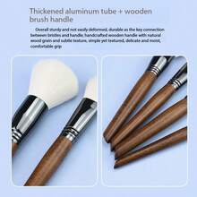 16pcs Premium Animal Hair Makeup Brushes Set With PU Pouch, Includes Powder Brush, Contour Brush, Blush Brush, Face Mask Brush, Fan Highlighter Brush, Concealer Brush, Highlighter Brush, Large Eyeshadow Blending Brush, Detail Blending Brush, Angled Eyeshadow Brush, Small Detail Brush, Large Eyeshadow Brush, Lip Brush. Chosen Skincare Tools, Selected Premium Soft Fibers Won't Irritate Skin - Redwood - View 9