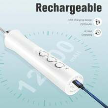 Rechargeable Milk Frother Handheld For Coffee, Stirrers Electric Whisk With Wall Mounted Stand, Drink Mixer Hand Frother Wand - 白色 - 查看 2