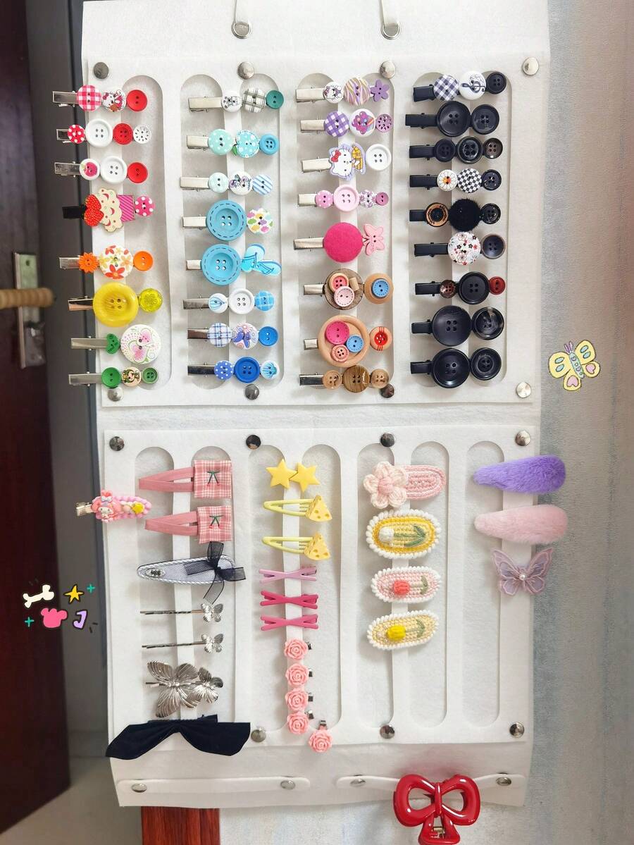 Hair Bow Organizer, Large Capacity Hair Clip Storage Hanger, Scarf And Hat Hanger,Wall-Mounted Bow Holder, Specialized Hair Accessory Storage Rack - Multicolor - View 1