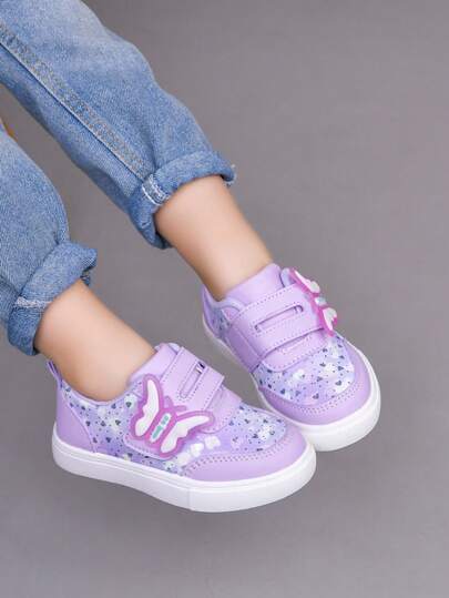 1 Pair Baby Outdoor Casual Shoes With Butterfly Decor, Comfortable Toddler Walking Shoes