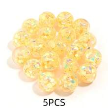 5pcs Of 16mm Colorful Heart-Shaped Glitter Sequins Acrylic Double Layer Design Beads - Suitable For DIY Pens, Necklace Accessories, Bracelet Making Materials