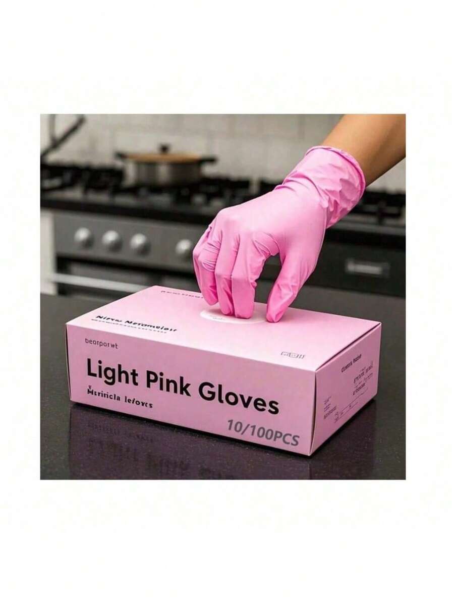 100-Ct Box 4mil Cherry Blossom Disposable Gloves Latex Free Gloves For Cleaning Nail Tattoo Hair Salon Garden Beauty Salons, Tattoo Artists, Estheticians, Hair-Dyeing, Hair-Styling, Epoxy & Resin Work Gloves, Powder-Free Great For Home, Office, And Professional Uses - Multicolor - View 1