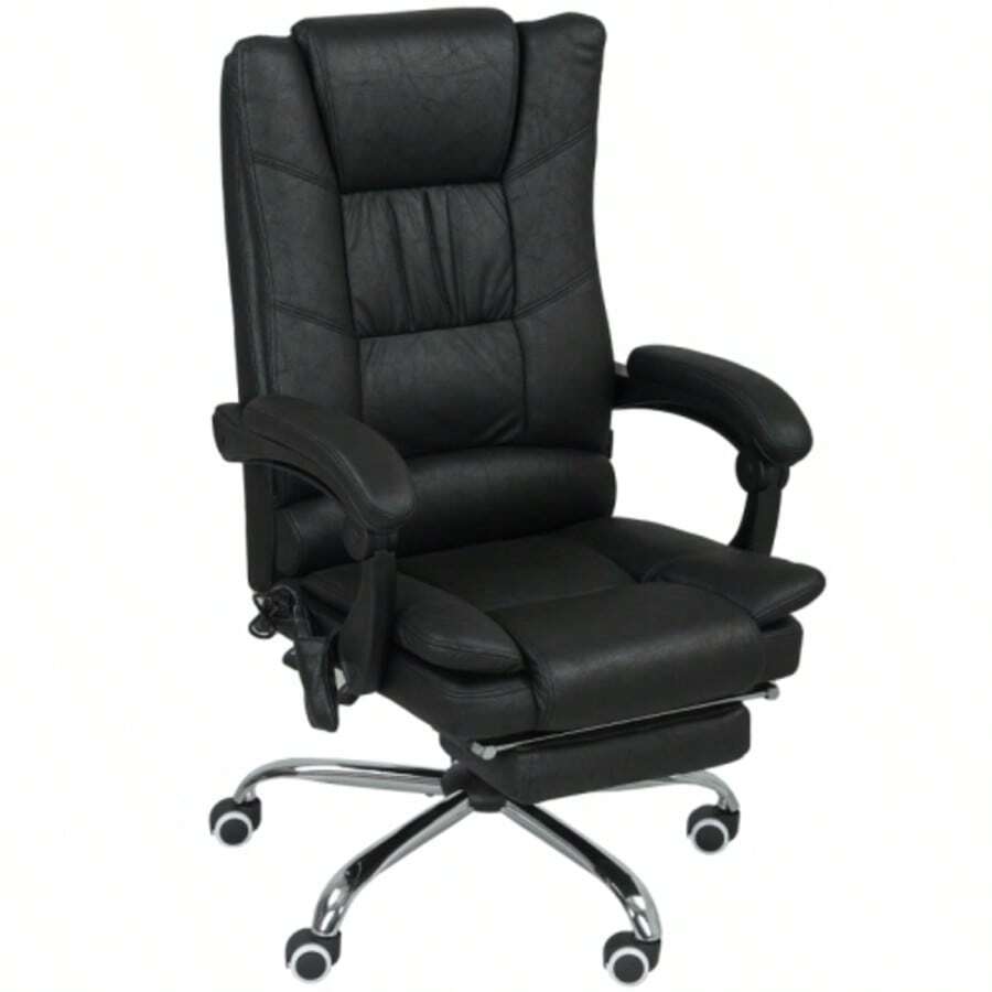 Massage Chair/Office Chair With Massage Function, Footrest Included, Adjustable Height, 64 Cm X 70 Cm X 118 Cm, Black - Black - View 1