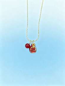 1PC Vintage Style Pomegranate Pendant Necklace, Fashion Elegant Collarbone Chain, Women's Dating Party Jewellery, Gift - Necklace - 查看 7