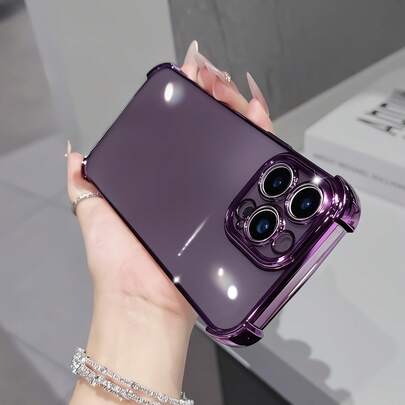 1pc Luxury Electroplated Transparent Phone Case, Compatible With IPhone 17/6/7/8/X/XS/XR/11/12/13/14/15/16/16e Pro Max Plus, Galaxy S22/23/24/25/S24 FE/S25 EDGE, A07/A17/A04/05/06/A14/A15/A16/A24/A25/A34, Note 9/10/11/12/13, 9/10/12/13C 14C, MOTO, Honor X, HW, RENO C53 C55 C61 C63 C67, Shockproof Transparent PC+TPU Dual Material Protective Case