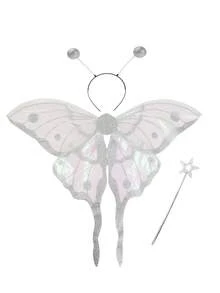 三件套，适用于嘉年华派对表演、节日装饰和派对装扮。角色扮演翅膀，适合各种节日、嘉年华和万圣节。双色长尾蝴蝶翅膀。