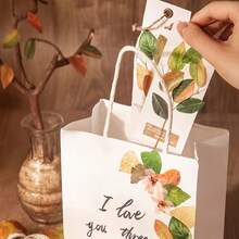 50pcs Beautiful Artificial Leaves, Art Stationery Stickers Back To School, Suitable For Postcard Making, Gift Wrapping Stickers, Bookmarks, Gift Making Sticker Tapes, Tape Diaries And Scrapbooks - Multicolor - View 6