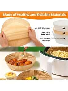 50/100/150/200pcs Universal Air Fryer Liners - Uncoated Heat Resistant Non-Stick Baking Paper, Suitable For Oven And Microwave, Home And Commercial Use, Baking Cooking - Baking Paper - View 5
