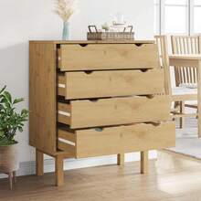 vidaXL Cómoda OTTA 76,5x39,5x90 cm Madera maciza de pino - Marrón - Ver 3