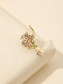 KOEV 1pc L-Shaped Elegant Gold-Tone Tiny Flower Nose Hoop Piercing With Pendant Valentines,Mom,Mother,Mother's Day,Gift - 銀色 - 查看 4