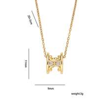 1对时尚不褪色字母项链，经典钛钢锁骨链，女士 - 小蠻腰鑲鑽項鍊 - 查看 5