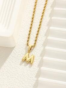 1 Peça Colar Delicado com Pingente de Letra Dourada em Formato de Bolha, Colar Decorativo para Festa, Joias de Moda de Rua, Presente para Família e Amigos - Dourado - Visão 6