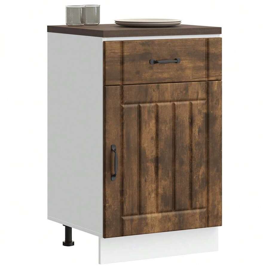 vidaXL Armário de cozinha Lucca chêne fumé bois ingénierie - Castanho - Ver 1