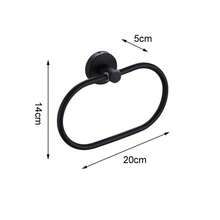 1个不锈钢穿孔毛巾环，圆形毛巾架，黑色毛巾杆套装，浴室纸巾架和浴袍挂钩