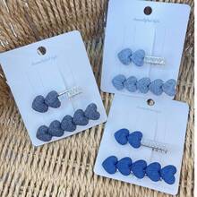 6pcs/Set Heart Shape Pearl Decor Fashion Hair Clips For Girls ,Hair Accessory, Claw Clips, Hair Slide, Hair Claws - Multicolor - View 5