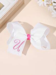 1个26字母蝴蝶结发夹，A-Z字母刺绣蝴蝶结发夹，白色芭蕾舞风格丝带发卡，适合女孩返校礼物、情人节礼物、青少年发饰 - 白色 - 查看 32