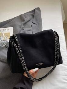 女士手提包，麂皮软肩包，带链条，斜挎包，大容量腋下包，日常通勤包